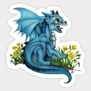 Adorable Blue Baby Dragon Sticker